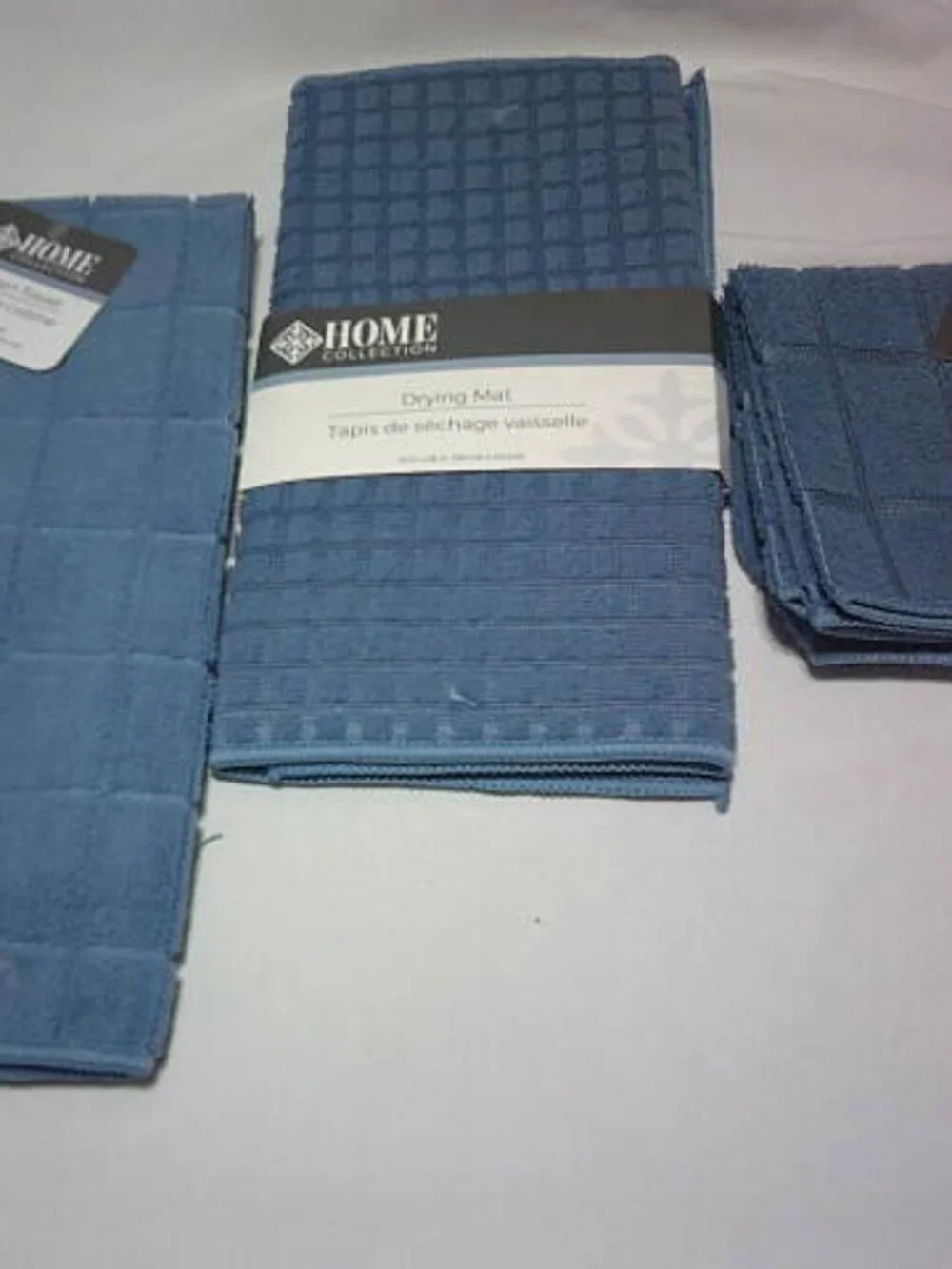 NEW LOT HOME COLLECTION DISHCLOTHS, KITCHEN TOWEL, & MATCHING DRYING MAT BLUE 🔥